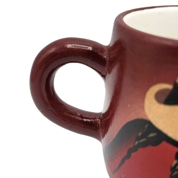 Panino Handpainted Mug Southwest Incan Style 4" Women Hats Signed by Artist - Picture 5 of 12